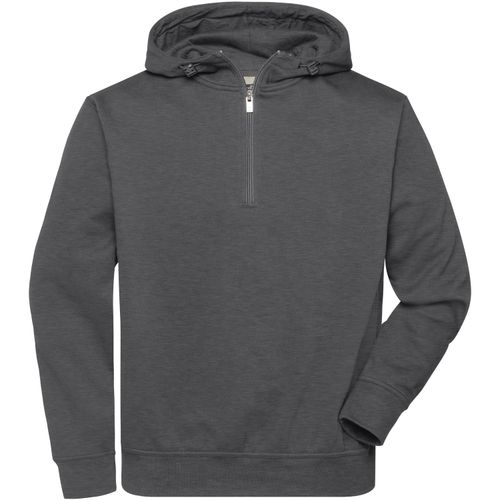 BIO Workwear-Half Zip Hoody - Sweatshirt mit Kapuze und Reißverschluss [Gr. XXL] (Art.-Nr. CA014802) - Strapazierfähige, pflegeleichte Baumwol...