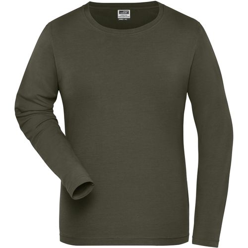 Ladies' BIO Stretch-Longsleeve Work - Langarm Shirt aus weichem Elastic-Single-Jersey [Gr. L] (Art.-Nr. CA015326) - Gekämmte, ringgesponnene BIO-Baumwolle,...