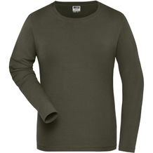 Ladies' BIO Stretch-Longsleeve Work - Langarm Shirt aus weichem Elastic-Single-Jersey [Gr. L] (olive) (Art.-Nr. CA015326)