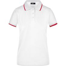 Ladies' Polo Tipping - Hochwertiges Piqué-Polohemd mit Kontraststreifen [Gr. M] (white/red) (Art.-Nr. CA017875)