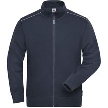 Men's Workwear Sweat-Jacket - Sweatjacke mit Stehkragen und Kontrastpaspel [Gr. S] (navy) (Art.-Nr. CA017885)