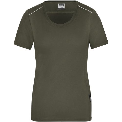 Ladies' Workwear T-Shirt - Strapazierfähiges und pflegeleichtes T-shirt mit Kontrastpaspel [Gr. XXL] (Art.-Nr. CA018819) - Materialmix aus gekämmter, ringgesponne...