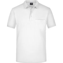 Men's Polo Pocket - Klassisches Poloshirt mit Brusttasche [Gr. S] (white) (Art.-Nr. CA019707)