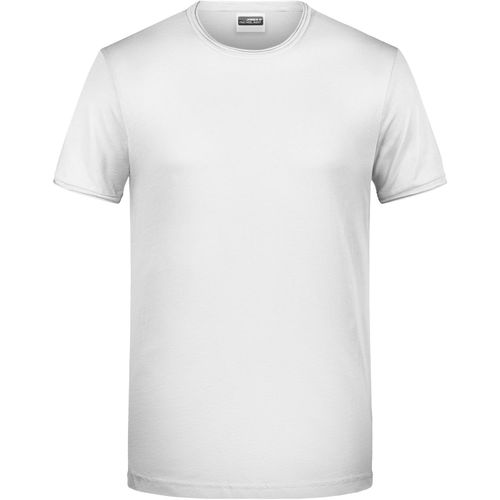 Men's-T - T-Shirt mit trendigem Rollsaum [Gr. S] (Art.-Nr. CA020149) - 100% gekämmte, ringgesponnene BIO-Baumw...