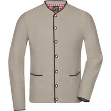 Men's Traditional Knitted Jacket - Strickjacke im klassischen Trachtenlook [Gr. L] (beige/anthracite-melange/red) (Art.-Nr. CA021520)