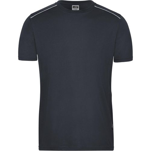 Men's Workwear T-Shirt - Strapazierfähiges und pflegeleichtes T-shirt mit Kontrastpaspel [Gr. L] (Art.-Nr. CA024717) - Materialmix aus gekämmter, ringgesponne...