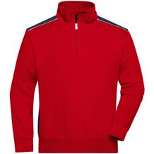 Workwear Half-Zip Sweat - Sweatshirt mit Stehkragen, Reißverschluss und Kontrasteinsätzen [Gr. 3XL] (red/navy) (Art.-Nr. CA026012)