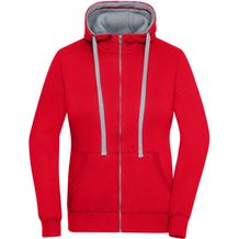 Ladies' Lifestyle Zip-Hoody - Sweatjacke mit Reißverschluss und Kapuze [Gr. L] (red/grey-heather) (Art.-Nr. CA028288)