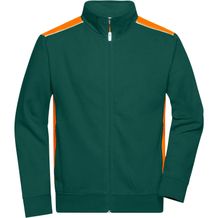 Men's Workwear Sweat Jacket - Sweatjacke mit Stehkragen und Kontrasteinsätzen [Gr. XXL] (dark-green/orange) (Art.-Nr. CA028668)