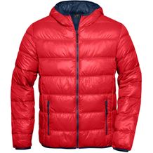 Men's Down Jacket - Ultraleichte Daunenjacke mit Kapuze in sportlichem Style [Gr. XL] (red/navy) (Art.-Nr. CA029816)