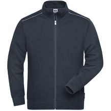 Men's Workwear Sweat-Jacket - Sweatjacke mit Stehkragen und Kontrastpaspel [Gr. 4XL] (carbon) (Art.-Nr. CA029890)