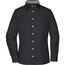 Ladies' Plain Shirt - Modisches Shirt mit Karo-Einsätzen an Kragen und Manschette [Gr. L] (black/black-white) (Art.-Nr. CA029922)