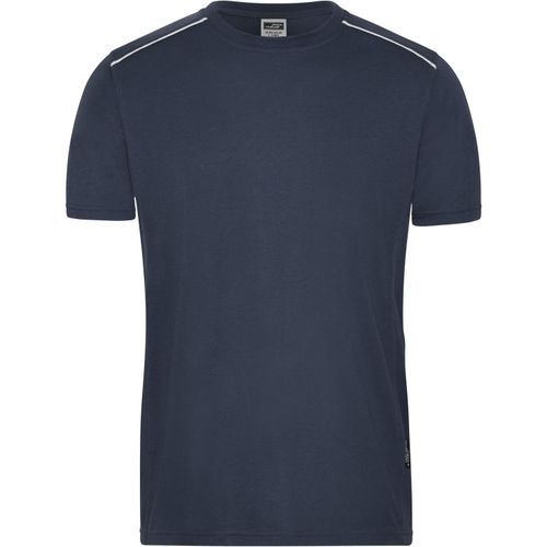 Men's Workwear T-Shirt - Strapazierfähiges und pflegeleichtes T-shirt mit Kontrastpaspel [Gr. M] (Art.-Nr. CA033557) - Materialmix aus gekämmter, ringgesponne...