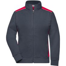 Ladies' Workwear Sweat Jacket - Sweatjacke mit Stehkragen und Kontrasteinsätzen [Gr. L] (carbon/red) (Art.-Nr. CA039817)