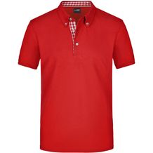 Men's Plain Polo - Polo mit Button-Down Kragen [Gr. XXL] (red/red-white) (Art.-Nr. CA040503)