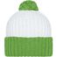 Knitted Cap with Pompon - Trendige Pomponmütze in vielen Farben (white/lime-green) (Art.-Nr. CA042344)