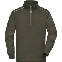 Workwear Half-Zip Sweat - Sweatshirt mit Stehkragen, Reißverschluss und Kontrastpaspel [Gr. M] (olive) (Art.-Nr. CA045988)
