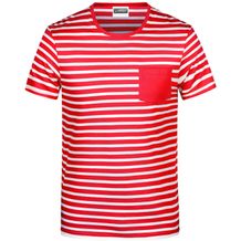 Men's T-Shirt Striped - T-Shirt in maritimem Look mit Brusttasche [Gr. M] (red/white) (Art.-Nr. CA047158)