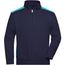 Workwear Half-Zip Sweat - Sweatshirt mit Stehkragen, Reißverschluss und Kontrasteinsätzen [Gr. 4XL] (navy/turquoise) (Art.-Nr. CA047946)
