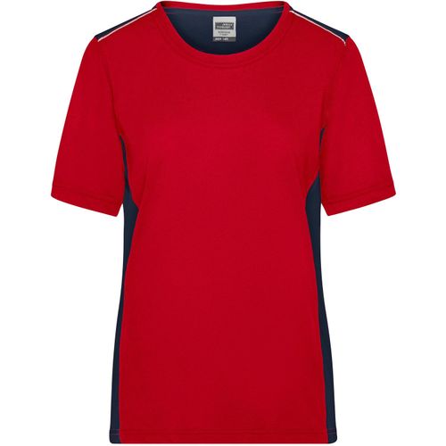Ladies' Workwear T-Shirt - Strapazierfähiges und pflegeleichtes T-Shirt mit Kontrasteinsätzen [Gr. L] (Art.-Nr. CA051705) - Materialmix aus Baumwolle und Polyester...
