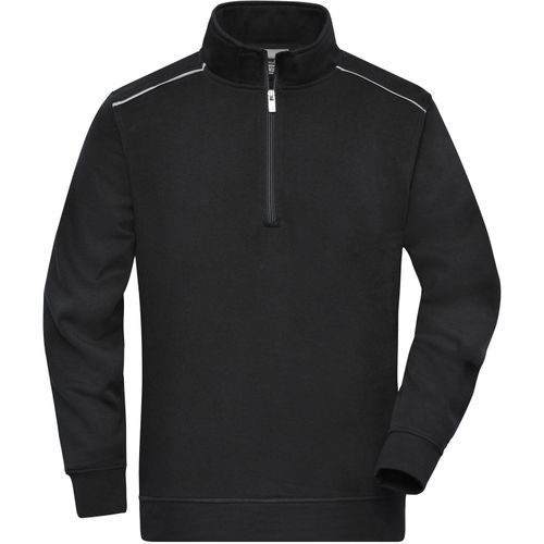 Workwear Half-Zip Sweat - Sweatshirt mit Stehkragen, Reißverschluss und Kontrastpaspel [Gr. 4XL] (Art.-Nr. CA056055) - Strapazierfähige, pflegeleichte Baumwol...