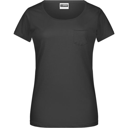 Ladies'-T Pocket - T-Shirt mit modischer Brusttasche [Gr. XXL] (Art.-Nr. CA056935) - 100% gekämmte, ringgesponnene BIO-Baumw...