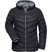 Ladies' Down Jacket - Ultraleichte Daunenjacke mit Kapuze in sportlichem Style [Gr. XL] (black/grey) (Art.-Nr. CA060160)