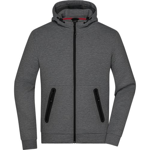 Men's Hooded Jacket - Kapuzenjacke mit modischen Details in Melange-Optik [Gr. S] (Art.-Nr. CA060437) - Elastische, angenehme Interlock-Qualitä...