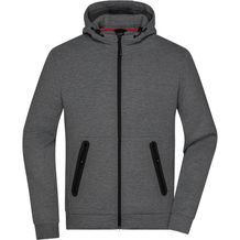 Men's Hooded Jacket - Kapuzenjacke mit modischen Details in Melange-Optik [Gr. S] (dark-melange) (Art.-Nr. CA060437)