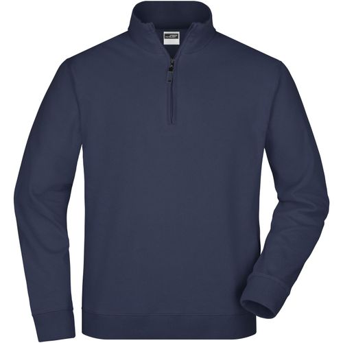 Round-Neck Zip - Sweatshirt mit Stehkragen und kurzem Reißverschluss [Gr. S] (Art.-Nr. CA064845) - Hochwertige French-Terry-Qualität...