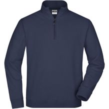 Round-Neck Zip - Sweatshirt mit Stehkragen und kurzem Reißverschluss [Gr. S] (navy) (Art.-Nr. CA064845)