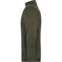 Men's Knitted Workwear Fleece Jacket - Pflegeleichte Strickfleece-Jacke (olive-melange / black) (Art.-Nr. CA065733)