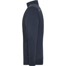 Men's Workwear Sweat-Jacket - SOLID - - Sweat-Jacke mit Stehkragen und Kontrastpaspel [Gr. XS] (blau) (Art.-Nr. CA066748)