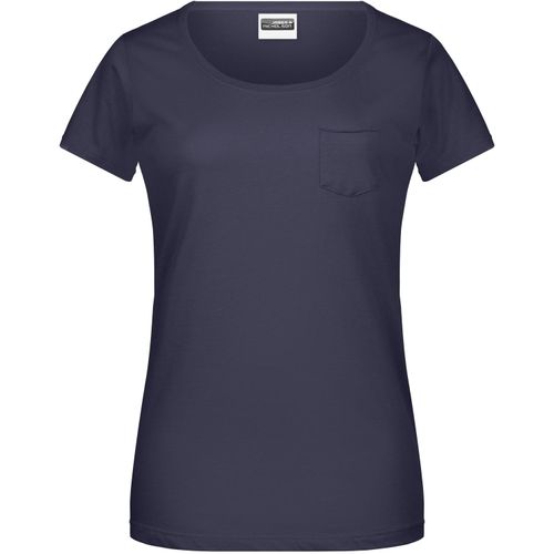 Ladies'-T Pocket - T-Shirt mit modischer Brusttasche [Gr. XXL] (Art.-Nr. CA066857) - 100% gekämmte, ringgesponnene BIO-Baumw...