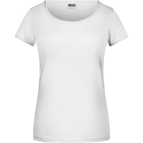 Ladies'-T - T-Shirt mit trendigem Rollsaum [Gr. XS] (Art.-Nr. CA068094) - 100% gekämmte, ringgesponnene BIO-Baumw...