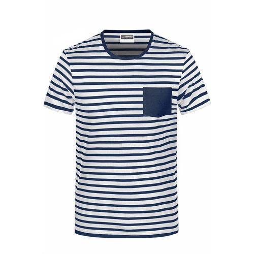 Men's T-Shirt Striped - T-Shirt in maritimem Look mit Brusttasche [Gr. L] (Art.-Nr. CA068799) - 100% gekämmte, ringgesponnene BIO-Baumw...