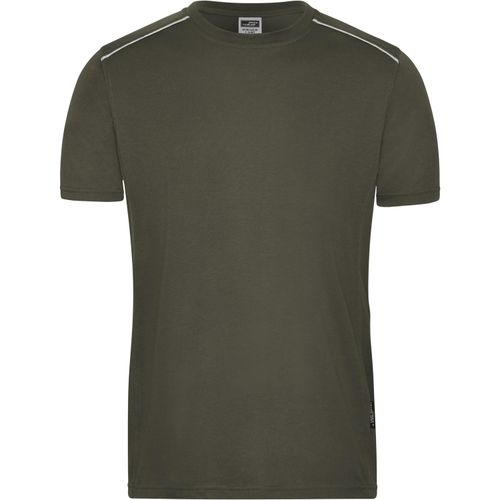 Men's Workwear T-Shirt - Strapazierfähiges und pflegeleichtes T-shirt mit Kontrastpaspel [Gr. 5XL] (Art.-Nr. CA070275) - Materialmix aus gekämmter, ringgesponne...