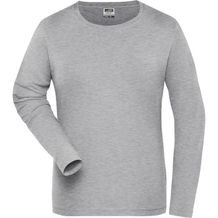 Ladies' BIO Stretch-Longsleeve Work - Langarm Shirt aus weichem Elastic-Single-Jersey [Gr. XL] (grey-heather) (Art.-Nr. CA070592)
