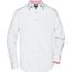 Men's Plain Shirt - Modisches Shirt mit Karo-Einsätzen an Kragen und Manschette [Gr. L] (white/red-white) (Art.-Nr. CA071212)