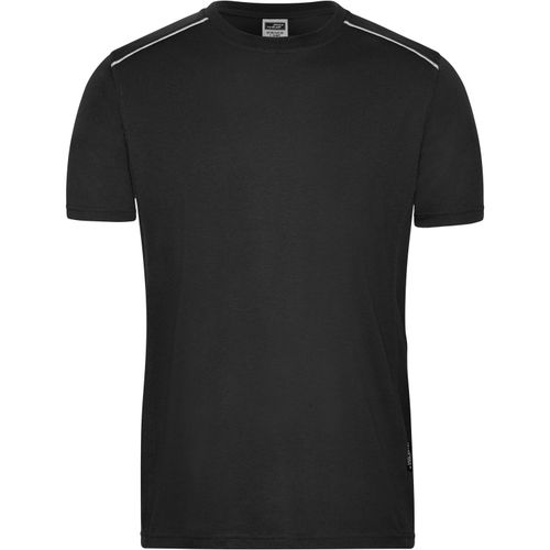 Men's Workwear T-Shirt - Strapazierfähiges und pflegeleichtes T-shirt mit Kontrastpaspel [Gr. 5XL] (Art.-Nr. CA073480) - Materialmix aus gekämmter, ringgesponne...