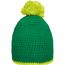 Pompon Hat with Contrast Stripe - Häkelmütze mit Kontrastrand und Pompon (green/acid-yellow) (Art.-Nr. CA077710)