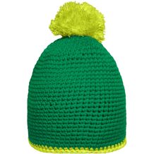 Pompon Hat with Contrast Stripe - Häkelmütze mit Kontrastrand und Pompon (green/acid-yellow) (Art.-Nr. CA077710)