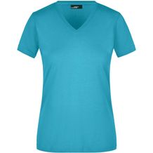 Ladies' Slim Fit V-T - Figurbetontes V-Neck-T-Shirt [Gr. M] (caribbean-blue) (Art.-Nr. CA081586)