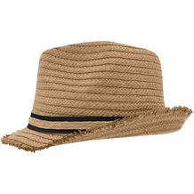 Trendy Summer Hat - Trendstarker Hut mit modischer Fransenkrempe (caramel / black) (Art.-Nr. CA081724)