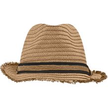 Trendy Summer Hat - Trendstarker Hut mit modischer Fransenkrempe [Gr. L/XL] (caramel/black) (Art.-Nr. CA081724)
