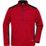 Men's Knitted Workwear Fleece Half-Zip - Pflegeleichter Strickfleece Troyer im Materialmix [Gr. XS] (red-melange/black) (Art.-Nr. CA082513)