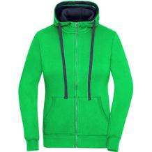 Ladies' Lifestyle Zip-Hoody - Sweatjacke mit Reißverschluss und Kapuze [Gr. L] (green/navy) (Art.-Nr. CA088684)