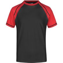 Men's Raglan-T - T-Shirt in sportlicher, zweifarbiger Optik [Gr. S] (black/red) (Art.-Nr. CA088802)