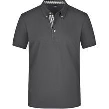 Men's Plain Polo - Polo mit Button-Down Kragen [Gr. L] (graphite/graphite-white) (Art.-Nr. CA093404)