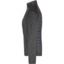 Ladies' Knitted Hybrid Jacket - Strickfleecejacke im stylischen Materialmix (grey-melange / anthracite-melange) (Art.-Nr. CA103654)